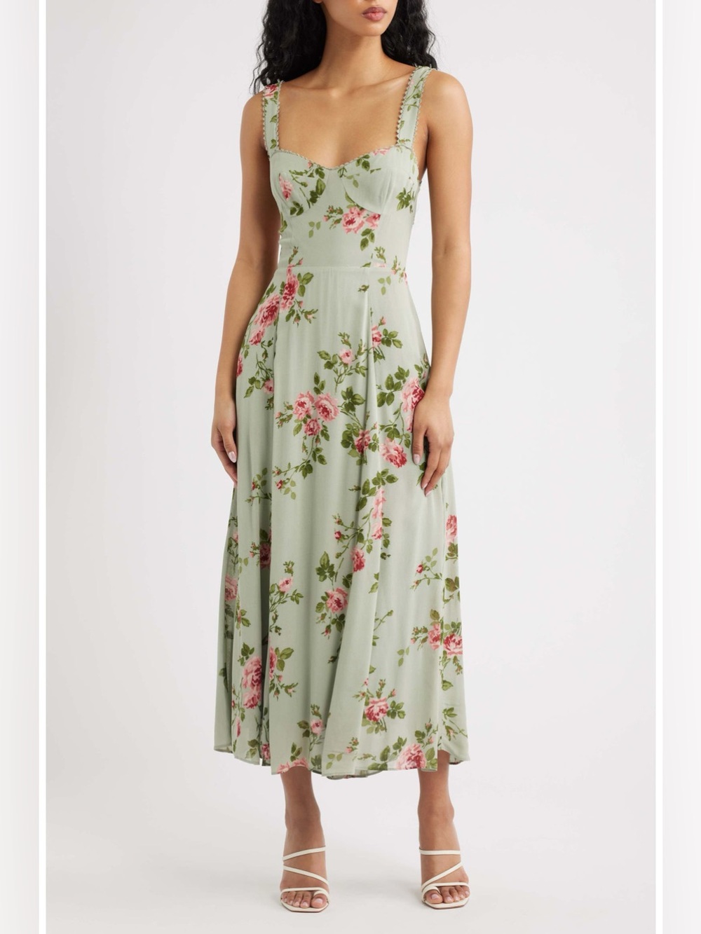 NEW Reformation Lela Sage Green Floral Midi Dress, Size 6